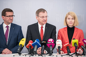 LR Achleitner, Landeshauptmann Stelzer und LRin Haberlander LR Achleitner, Landeshauptmann Stelzer und LRin Haberlander
