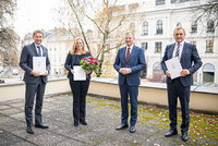 Angelobung der drei Welser Vizebürgermeister Gerhard Kroiß, Mag. Klaus Schinninger und Christa Raggl-Mühlberger durch Landeshauptmann Stelzer Angelobung der drei Welser Vizebürgermeister Gerhard Kroiß, Mag. Klaus Schinninger und Christa Raggl-Mühlberger durch Landeshauptmann Stelzer