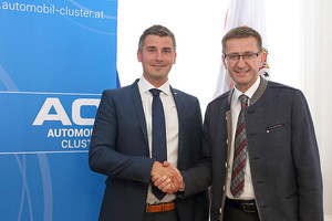V.l.: Der neue Manager des Automobil-Clusters, Florian Danmayr. mit Wirtschafts-Landesrat Markus Achleitner V.l.: Der neue Manager des Automobil-Clusters, Florian Danmayr. mit Wirtschafts-Landesrat Markus Achleitner