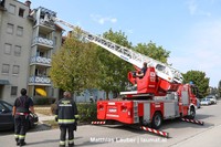 Feuerwehr holt Katze von glühend heißen Balkon Feuerwehr holt Katze von glühend heißen Balkon