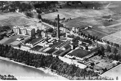 Luftaufnahme der Gummi- und Kabelwerke Josef Reithoffers Söhne AG um 1925