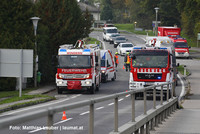 Einsatzkräfte auf der Traunbrücke Einsatzkräfte auf der Traunbrücke