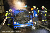 Löscharbeiten am brennenden Fahrzeug Löscharbeiten am brennenden Fahrzeug
