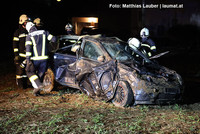 Einsatzkräfte am Unfallfahrzeug Einsatzkräfte am Unfallfahrzeug