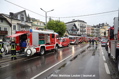 Großaufgebot an Feuerwehren im Stadtzentrum von Gmunden Großaufgebot an Feuerwehren im Stadtzentrum von Gmunden