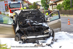 der ausgebrannte PKW der ausgebrannte PKW
