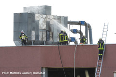 Löscharbeiten an der Absauganlage Löscharbeiten an der Absauganlage